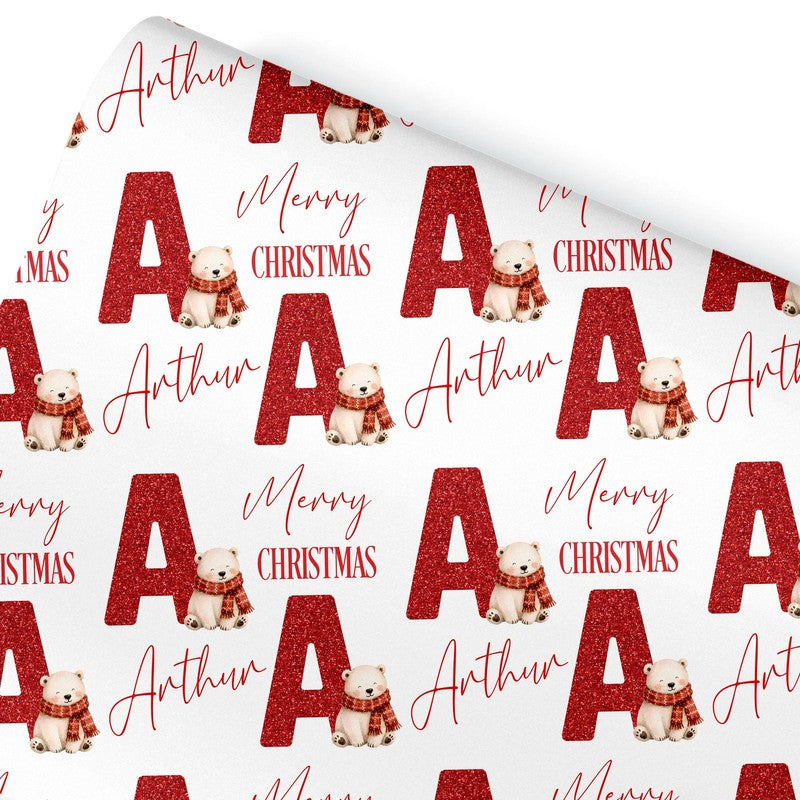 Christmas Wrapping Paper, Initial Christmas Gift Wrap