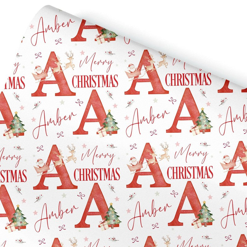 Personalised Christmas Wrapping Paper, Initial Gift Wrap Sheets