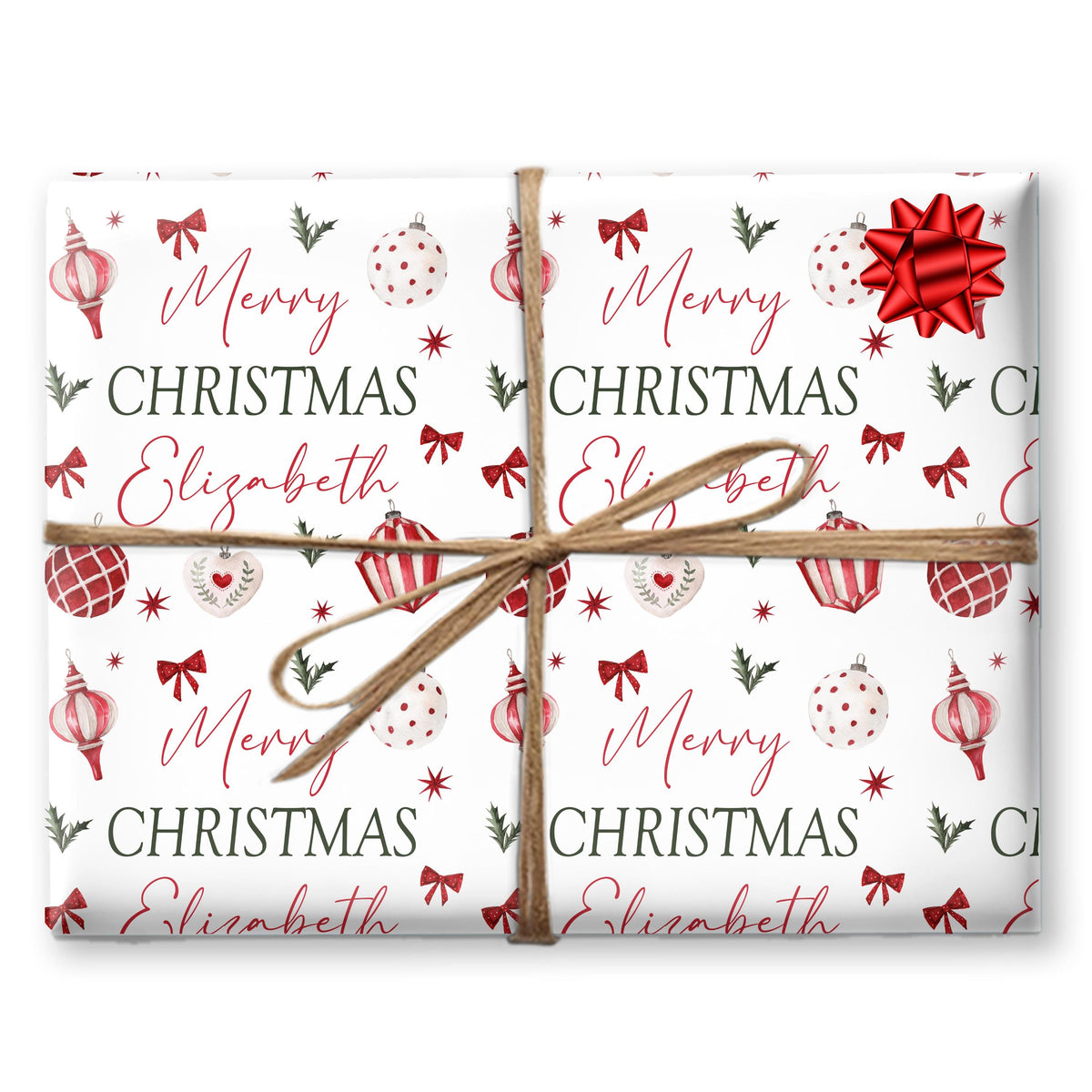 Personalised Christmas Wrapping Paper, Christmas Elements Gift Wrap