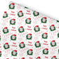 Personalised Christmas Gift Wrap – Cricket Ball Santa Hat Design - Sports gift wrapping paper