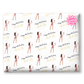 a wrapping paper with a picture of a woman holding a tennis racquet