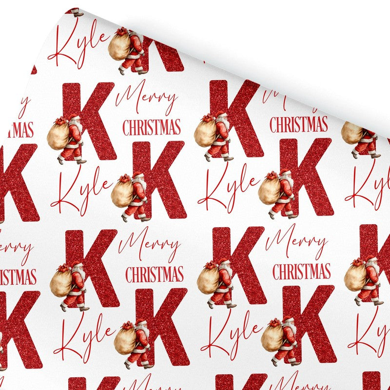 Christmas Wrapping Paper, Initial Christmas Gift Wrap