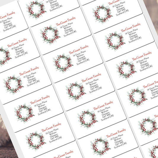 Christmas Address Labels rectangle personalised Christmas stickers business stickers