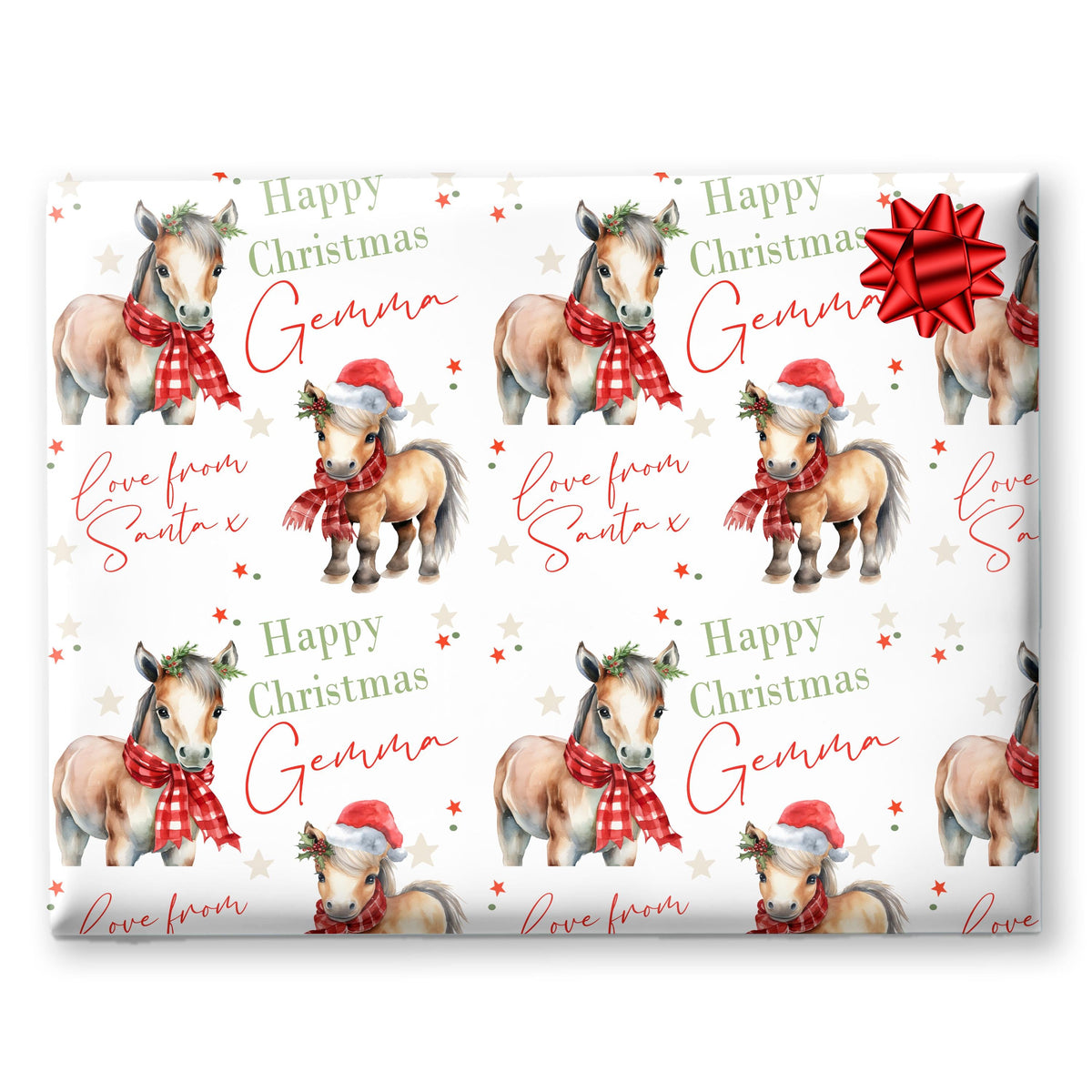 Personalised Pony Gift Wrap, Cute Horses Wrapping Paper For Kids