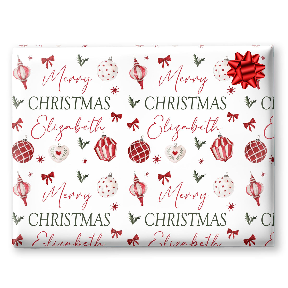 Personalised Christmas Wrapping Paper, Christmas Elements Gift Wrap