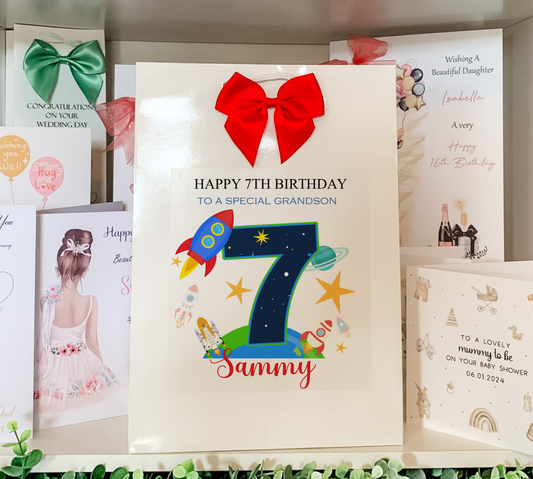 a birthday card with the number seven on it