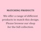 a pink background with the words matching products we offer a range of different products to
