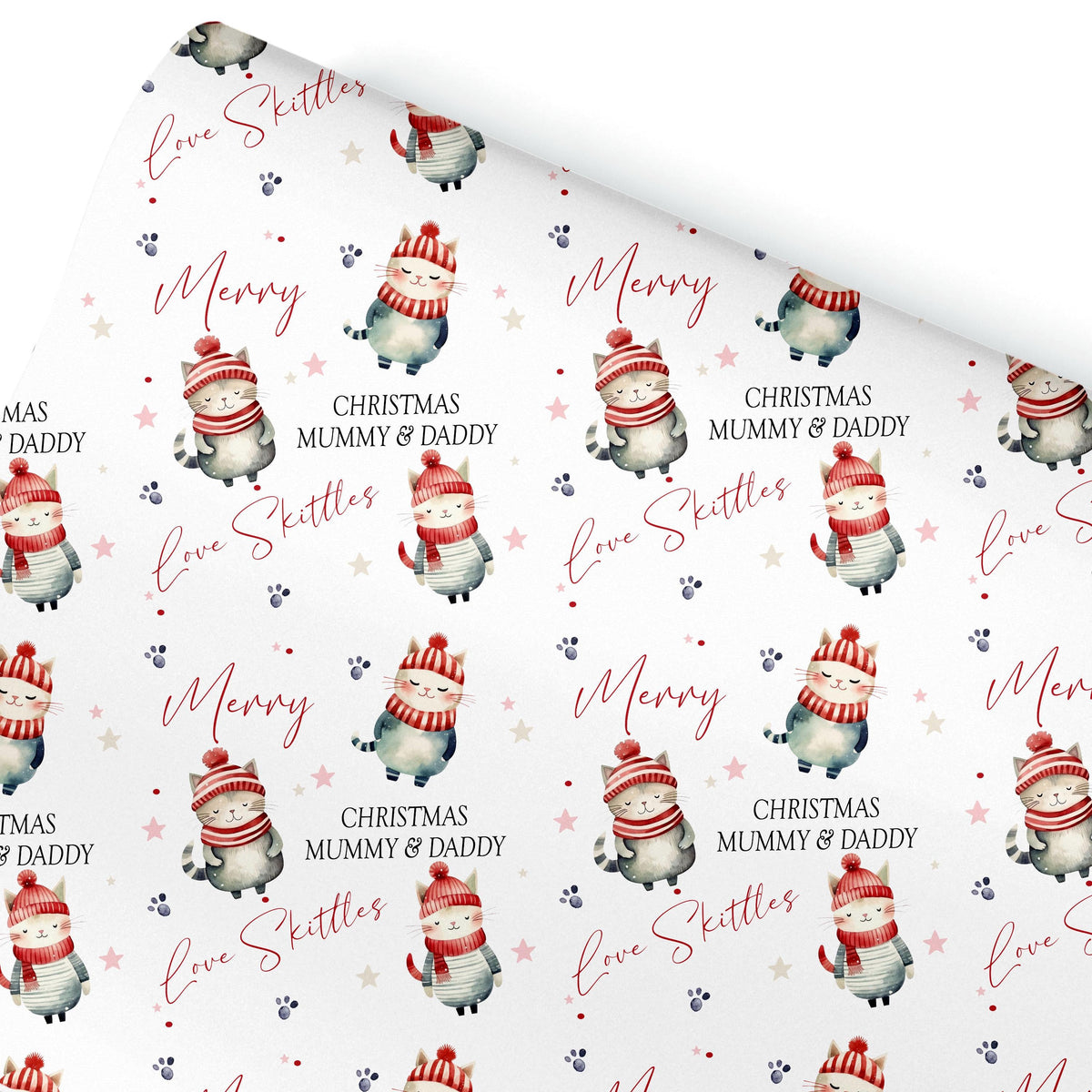 Personalised Cat Gift Wrap, Christmas Wrapping Paper, Cute Cats