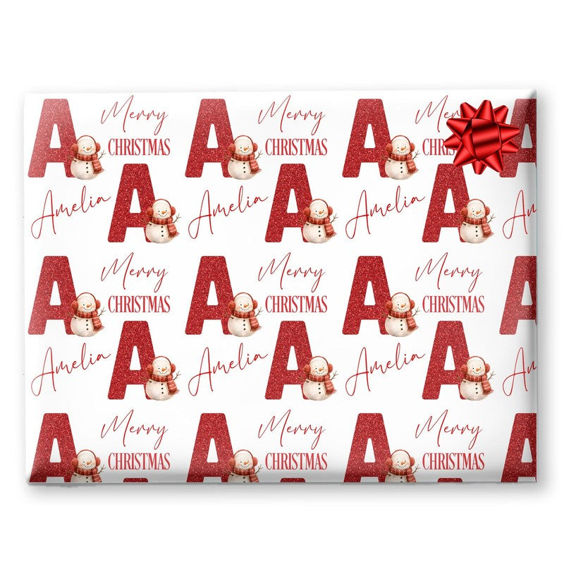 Christmas Wrapping Paper, Initial Christmas Gift Wrap