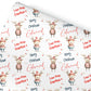 Childrens Gift Wrap Wrapping Paper, Cute Reindeers, Personalised Boys and Girls Paper, Novelty Gift Wrap Roll
