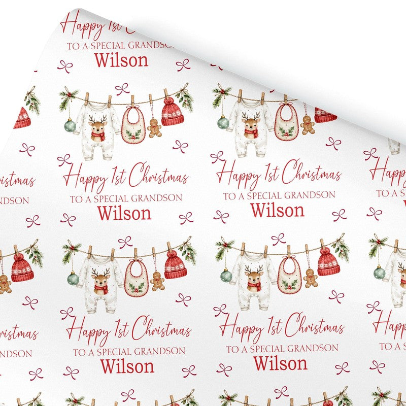 First Christmas Wrapping Paper, Baby's 1st Christmas Gift Wrap