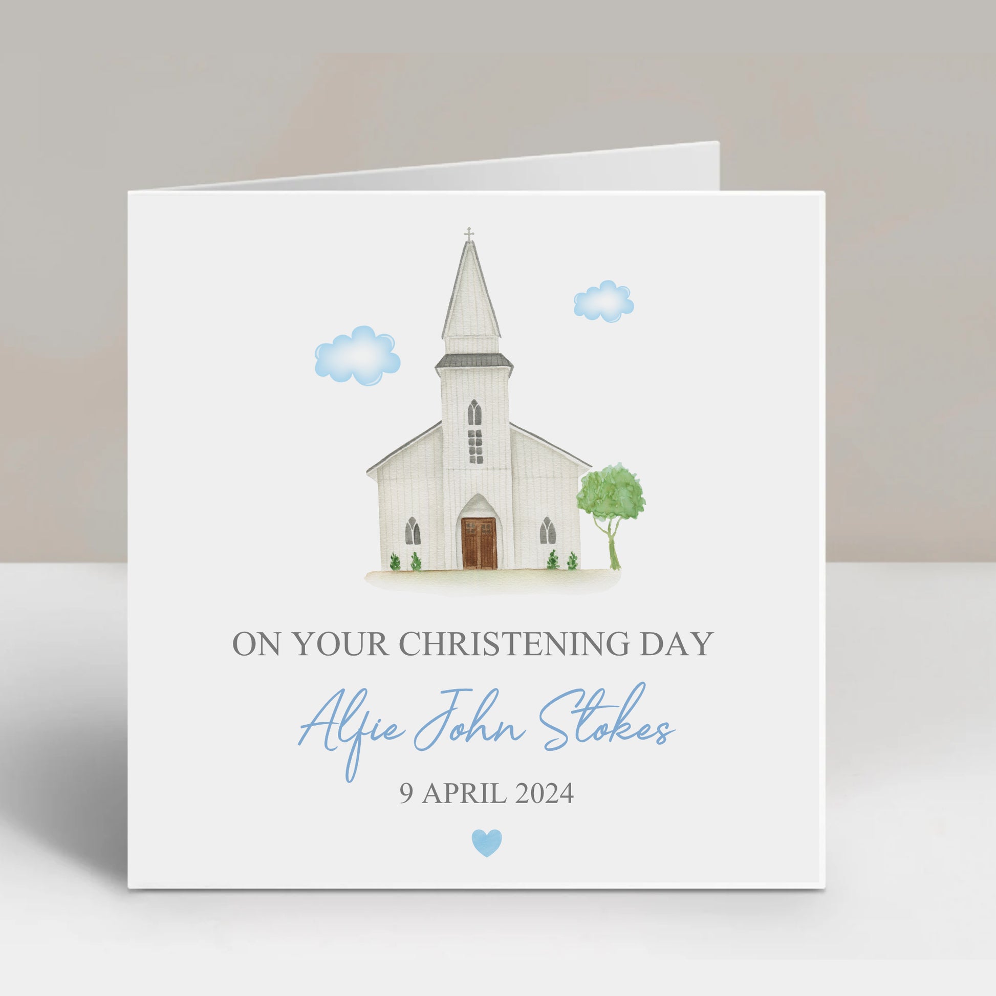 a card with a picture of a church on it