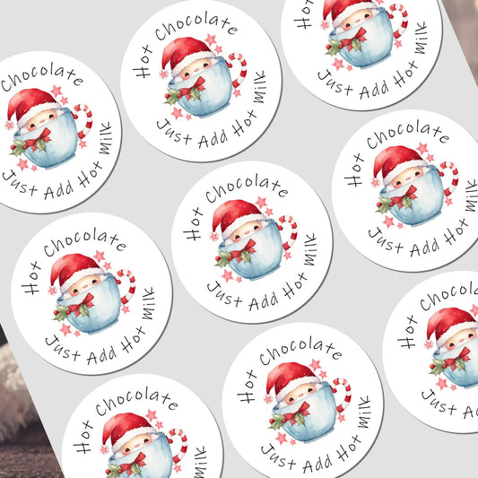 Personalised Christmas Stickers for Hot Chocolate Gift Wrap Label