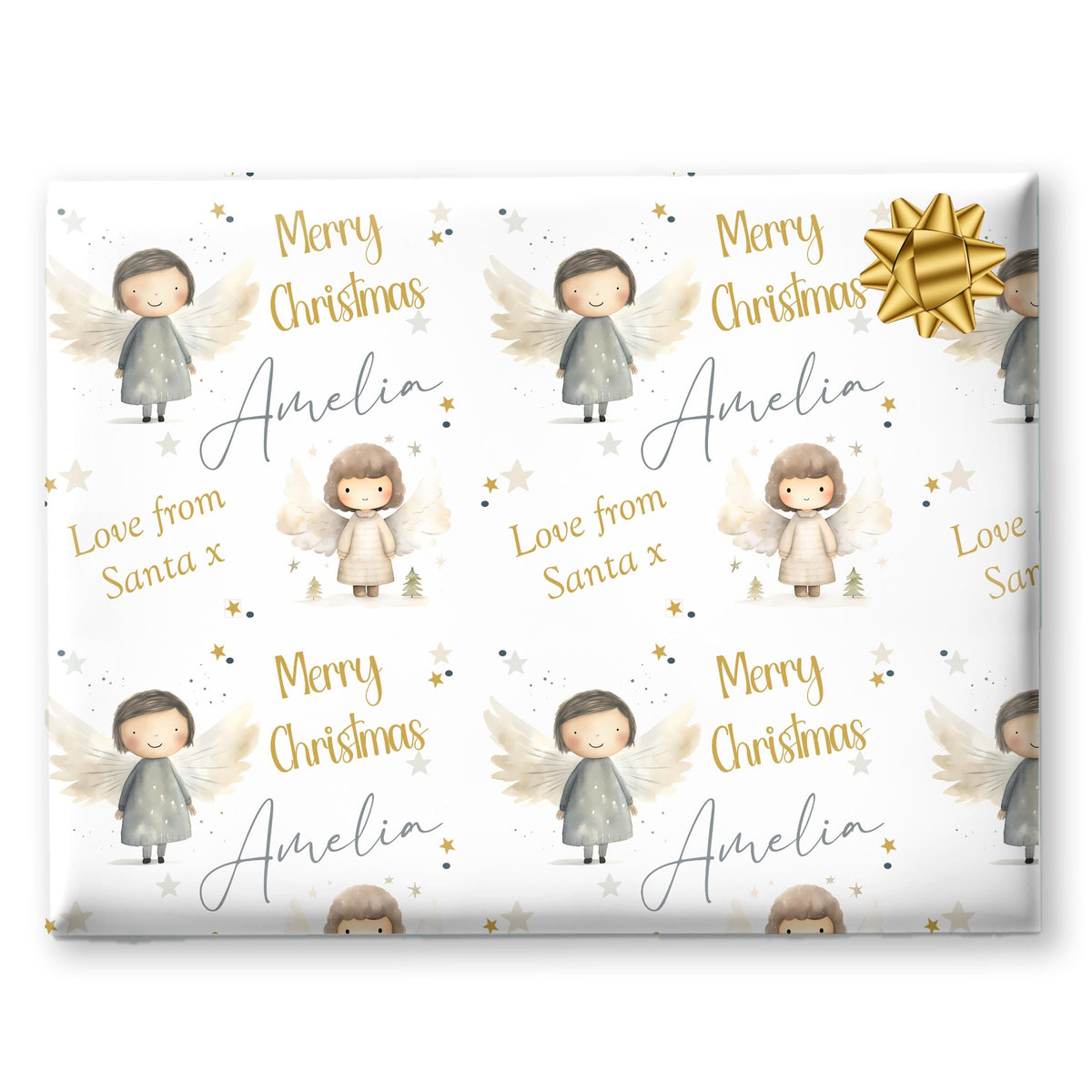 Personalised Children's Wrapping Paper, Cute Reindeers, Girls Wrap
