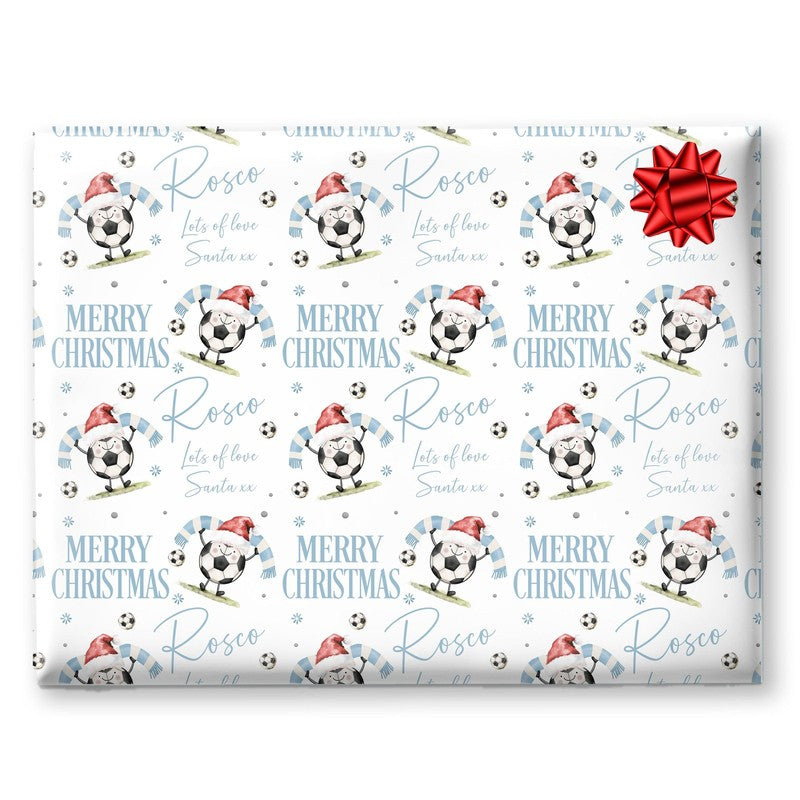 Football Christmas Wrapping Paper, Personalised Xmas Gift Wrap for Football Fans