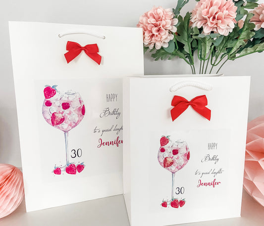 Large A4 Personalised Birthday Card Strawberry Gin Cocktail