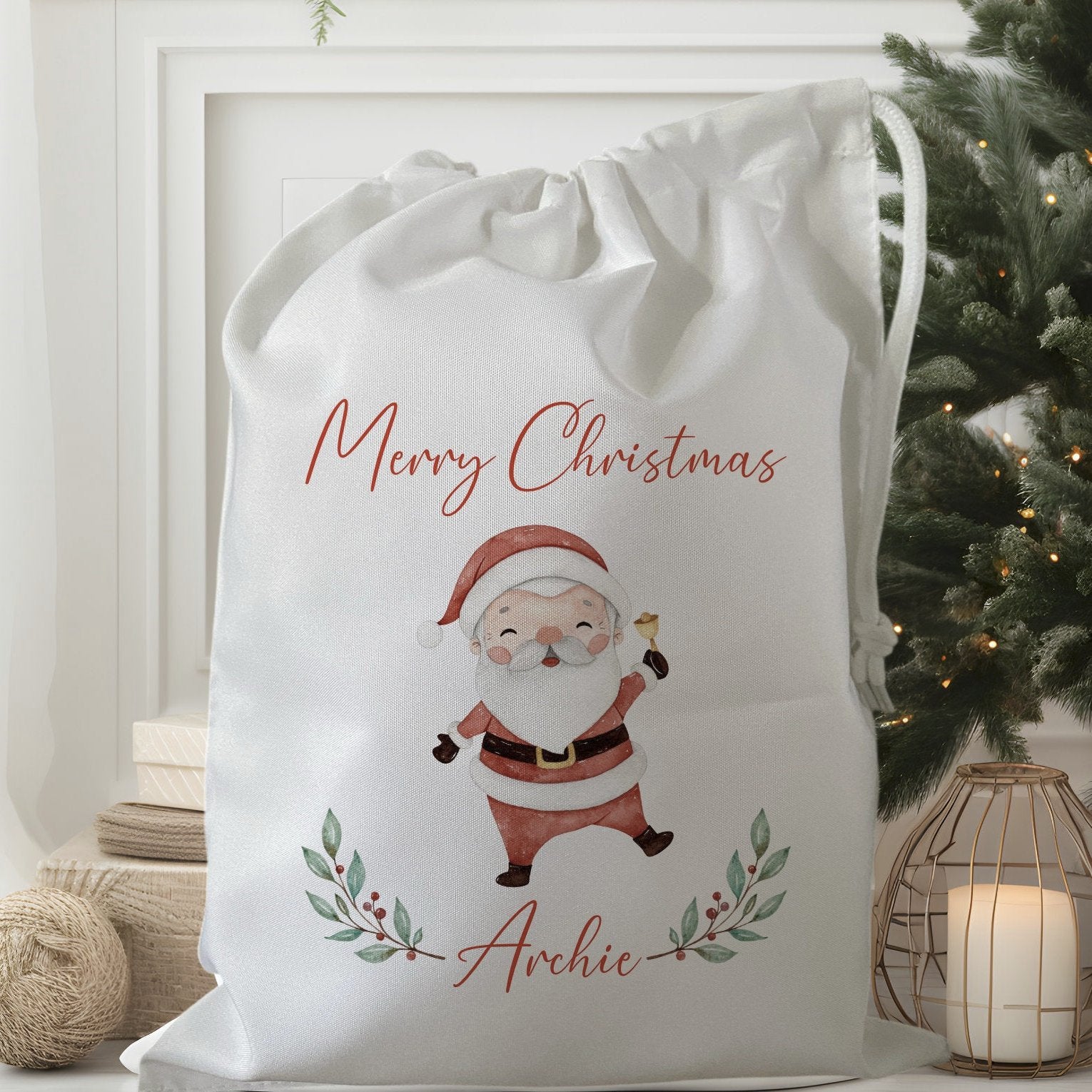 personalised christmas eve treat bag for pjs hot chocolate mug