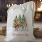 white drawstring personalised christmas eve treat bag for pjs, pyjamas, hot chocolate, treats and mug