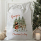 white drawstring personalised christmas eve treat bag for pjs, pyjamas, hot chocolate, treats and mug