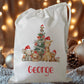 white drawstring personalised christmas eve treat bag for pjs, pyjamas, hot chocolate, treats and mug