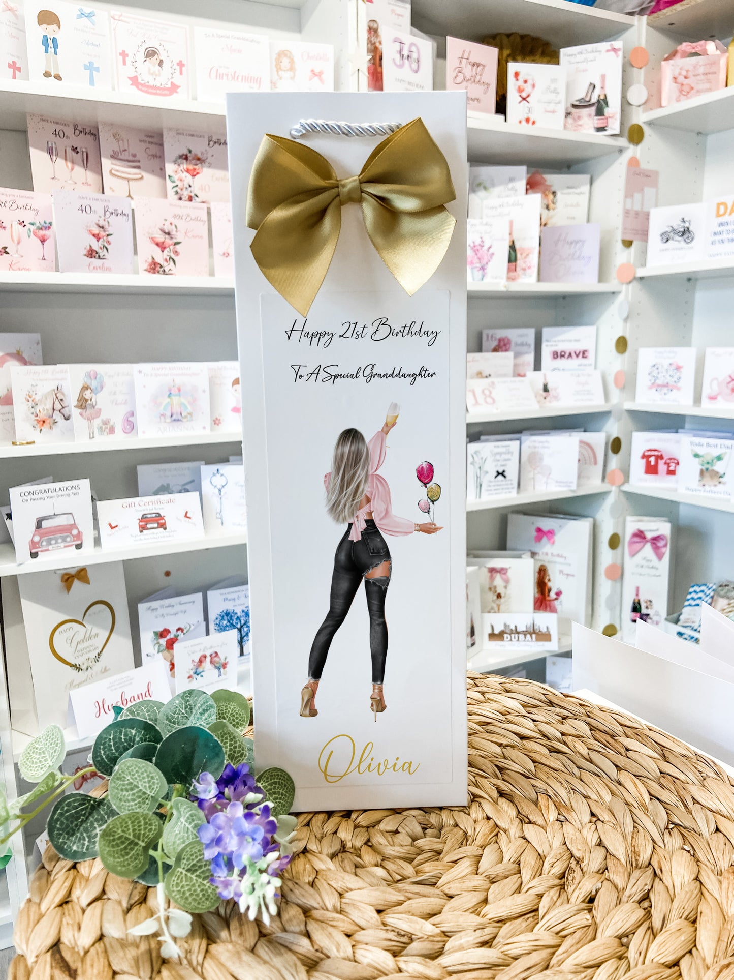 Personalised Luxury Large A4 Birthday Card Party Girl Black Jeans