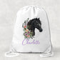 Personalised Black Horse Drawstring Bag