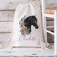 Personalised Black Horse Drawstring Bag