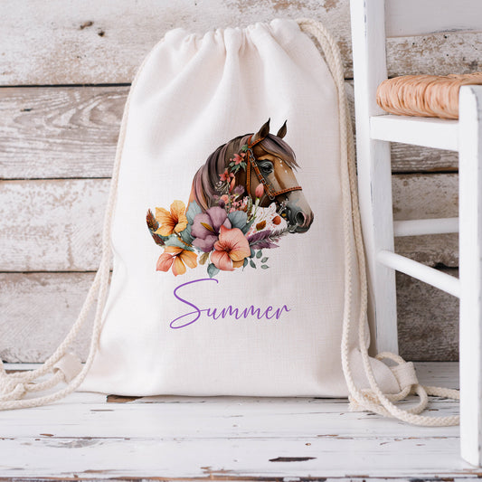 Personalised Horse Drawstring Bag