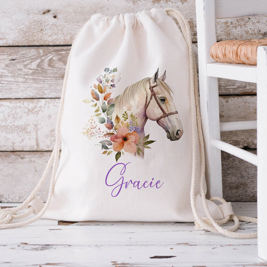 Personalised Horse Drawstring Bag