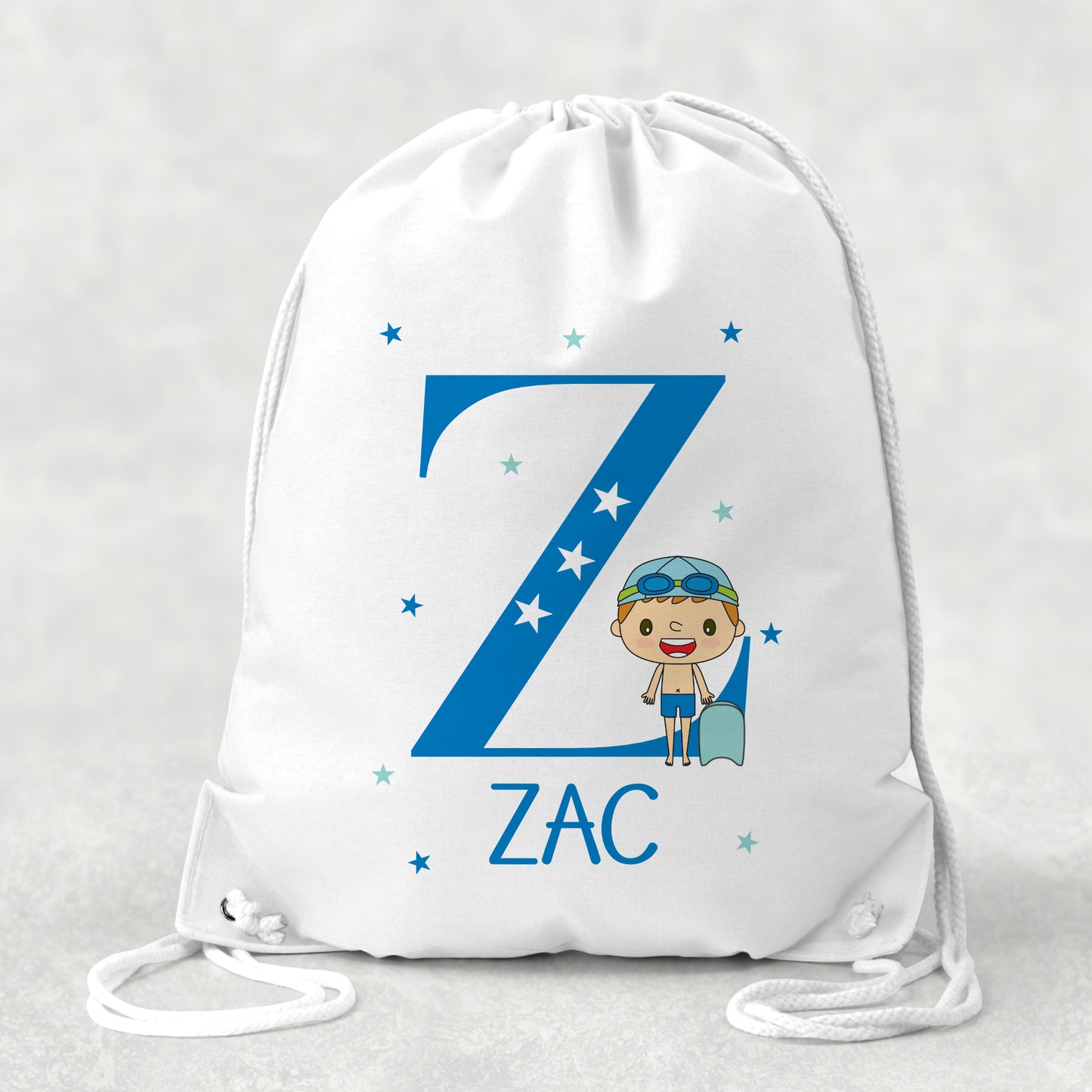 Pesonalised Girl's & Boys Swimming Bag, Drawstring Closure