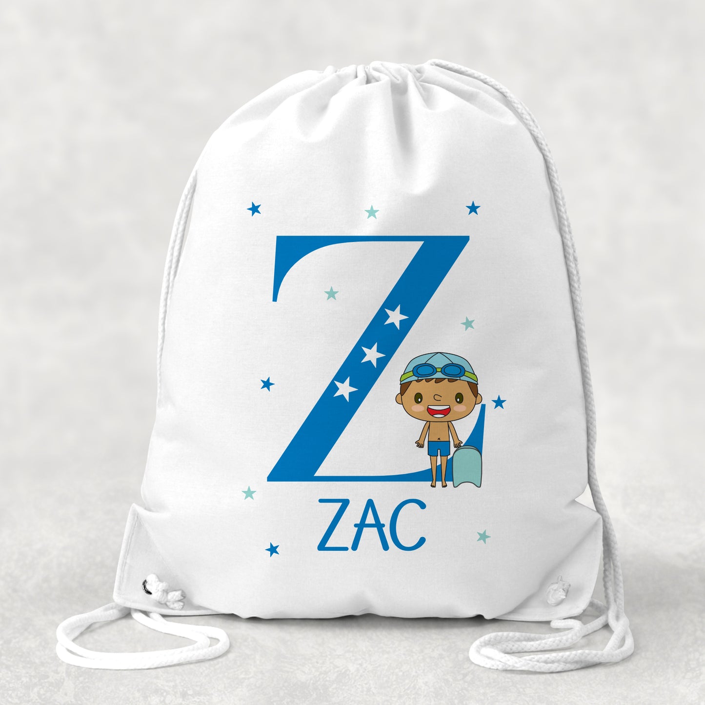 Pesonalised Girl's & Boys Swimming Bag, Drawstring Closure