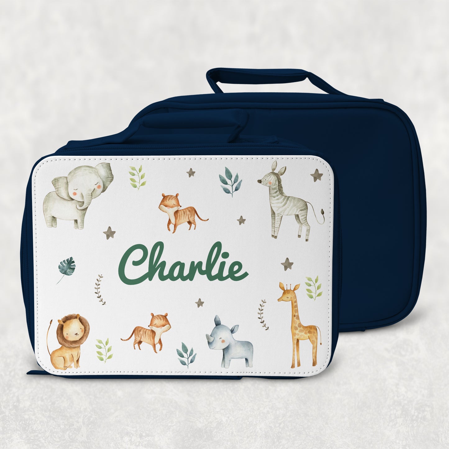 Personalised Girl's Water Bottle with Straw Jungle Animals