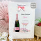 Large A4 Personalised Retirement Card Pink Floral Champagne