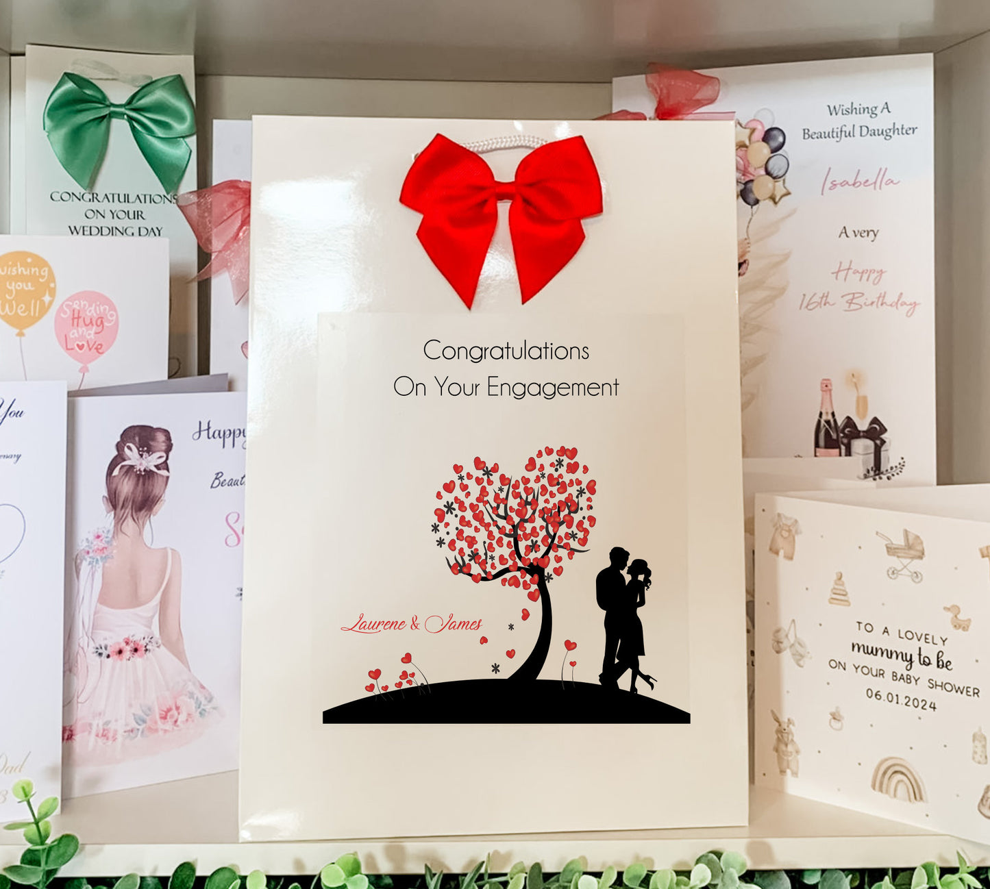 Congratulations On Your Engagement Wine/Champagne Gift Bag Tree of Hearts Couple