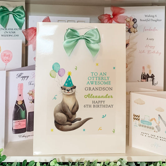 Personalised Otter Birthday Gift Bag