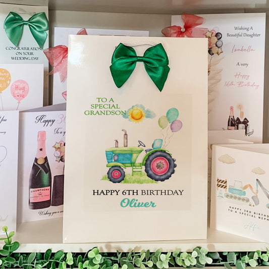 Personalised Tractor Birthday Gift Bag