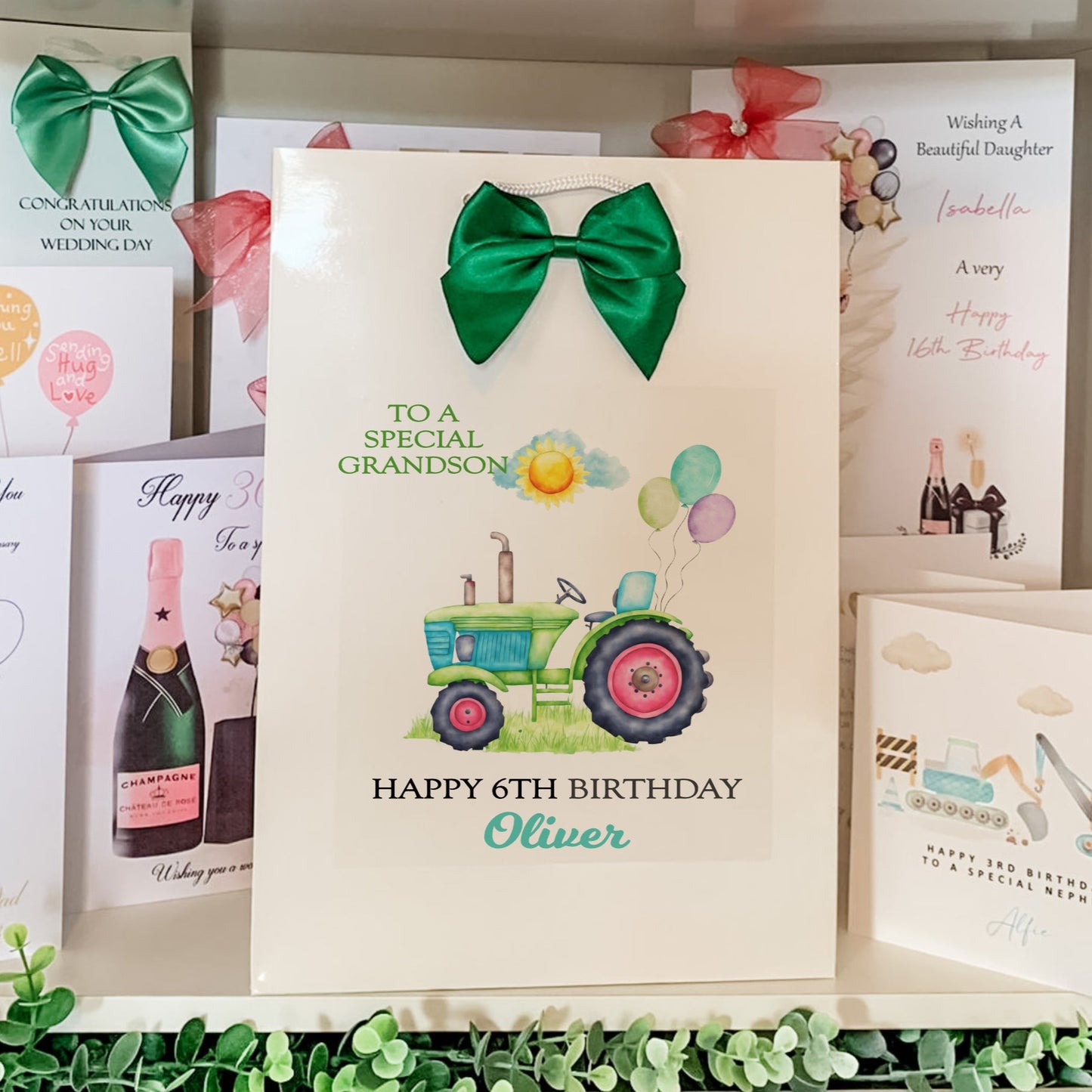 Personalised Birthday Gift Bag Watercolour Tractor