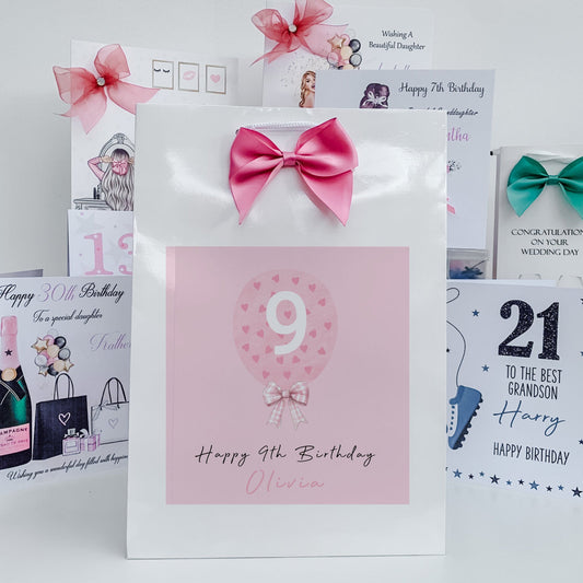 Birthday Gift Bag Pink Love Heart Balloon