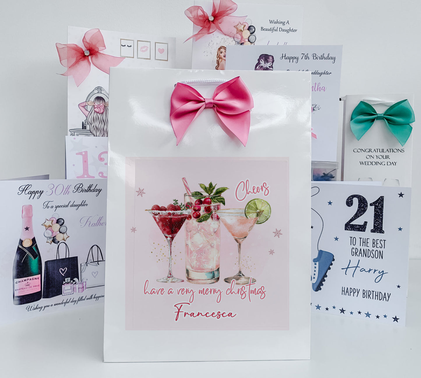 Large A4 Personalised Christmas Card Cocktails