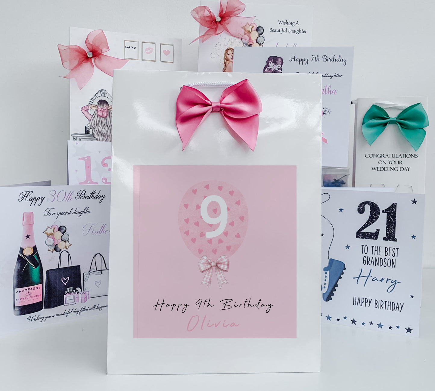 Pink Love Heart Balloon Birthday Card For Her