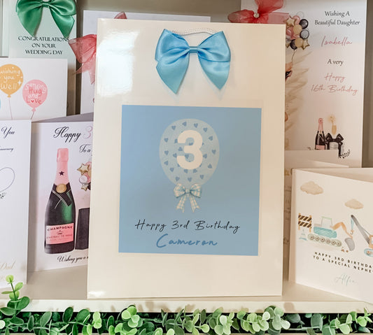 Birthday Gift Bag Blue Love Heart Balloon