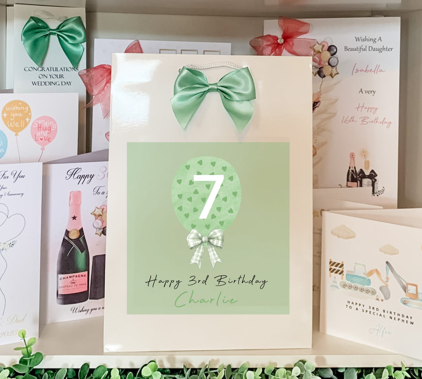 Birthday Card Wallet Gift Voucher Green Love Heart Balloon