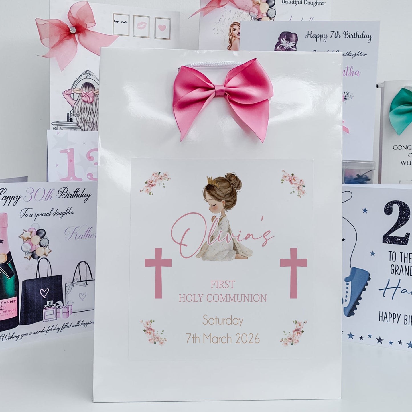 First Holy Communion Gift Bag, Kneeling Girl