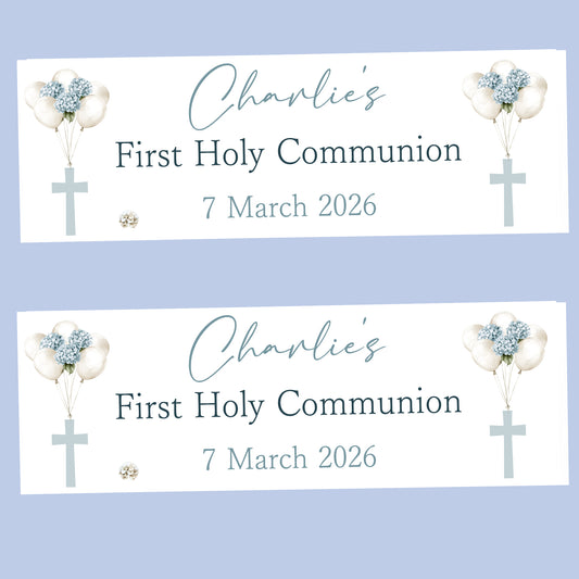 First Holy Communion Party Banner, Personalised with Name