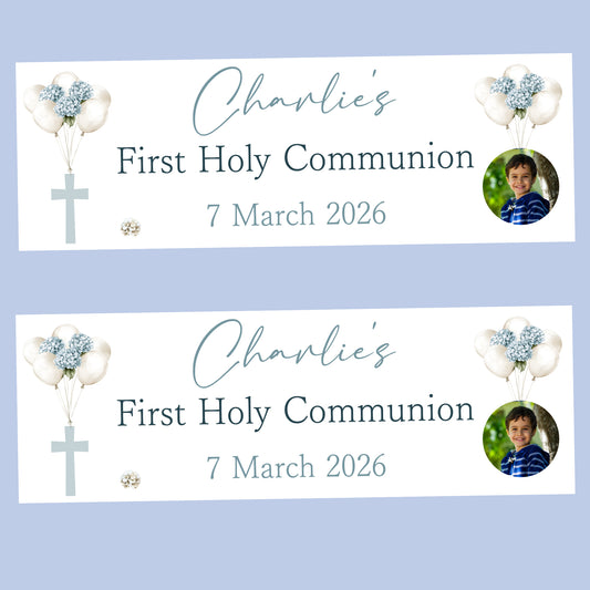 First Holy Communion Party Banner, Personalised with Name