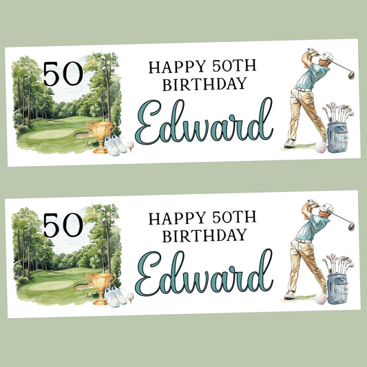 Golfing Birthday Party Banner Personalised