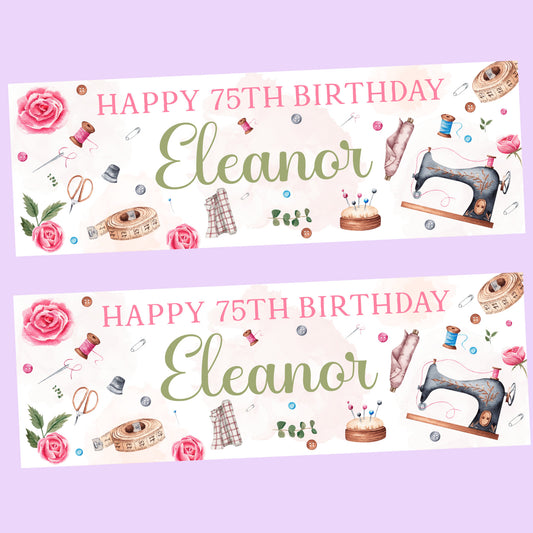 Sewing Dressmaking Birthday Party Banner Personalised