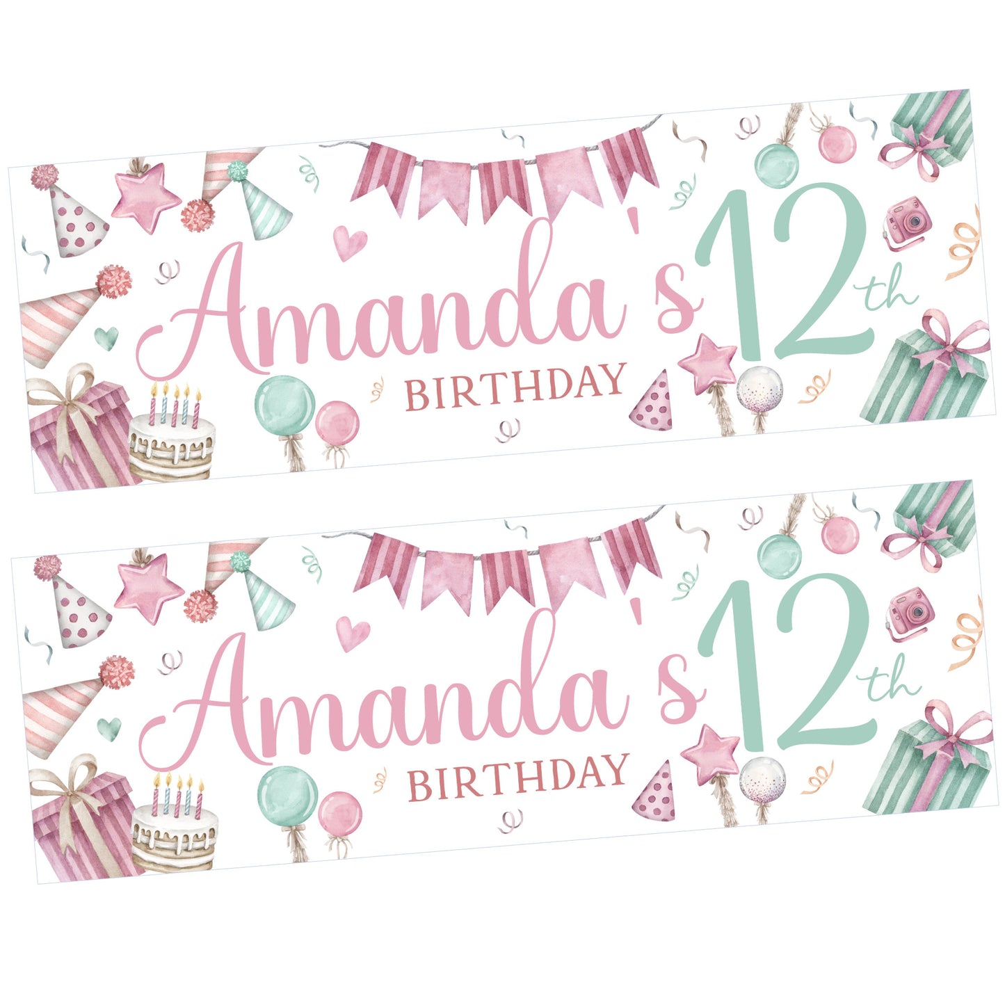 Pastels Birthday Party Banner Personalised