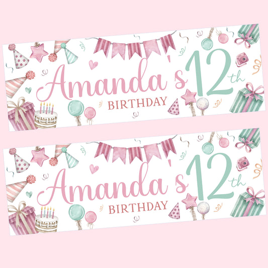Pastels Birthday Party Banner Personalised
