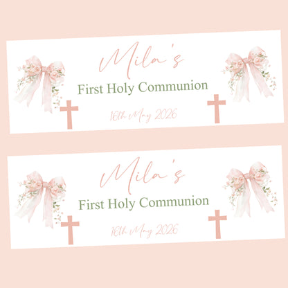 First Holy Communion Party Banner, Personalised with Name